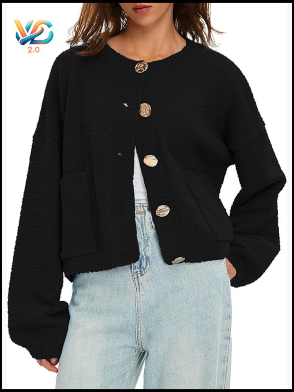 Chunky Knit Cardigan Sweater Coat Fuzzy Button Down Long Sleeve